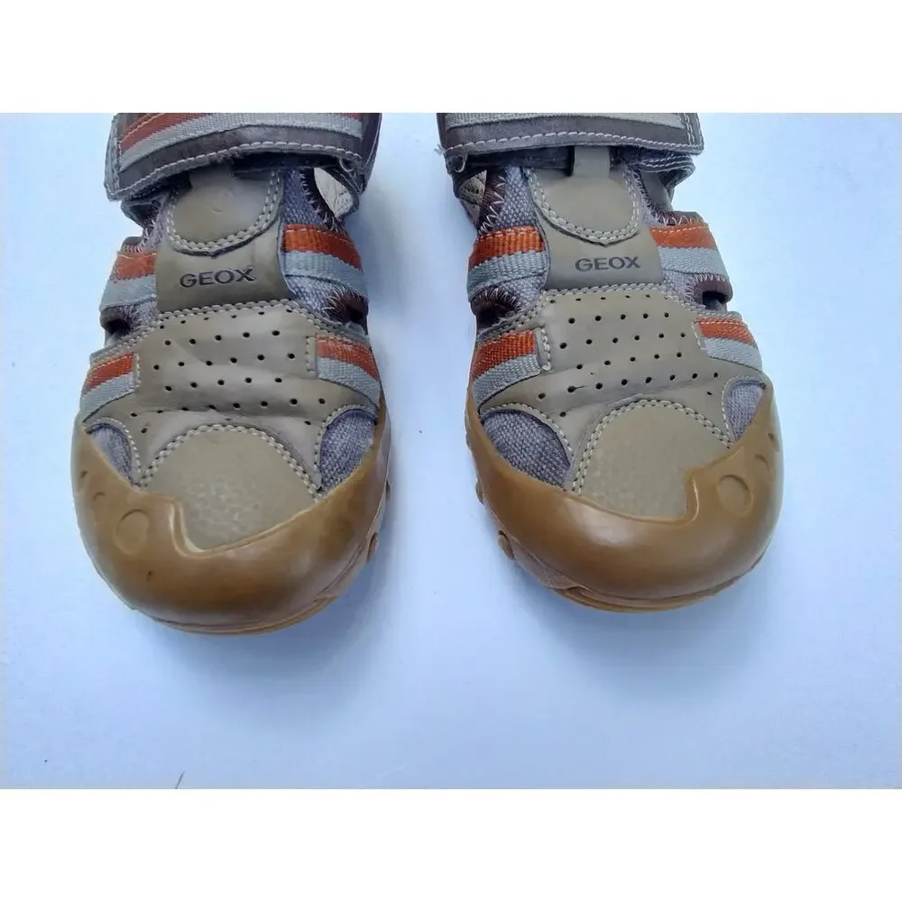 Geox KidsClosed Toe Sandals Mesh Summer Water Shoes Size 3.5 Brown/Orange